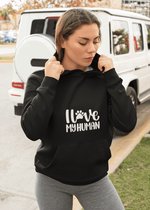 I Love My Human Hoodie, Funny Paw Hoodies For Dog Owners, Unique Gift For Dog Lovers, Cute Dog Owner Gifts, Unisex Hooded Sweatshirt, D004-070B, XXL, Zwart