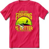 A Bad Day Fishing - Vissen T-Shirt | Groen | Grappig Verjaardag Vis Hobby Cadeau Shirt | Dames - Heren - Unisex | Tshirt Hengelsport Kleding Kado - Roze - XL