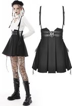 Dark in Love Korte jurk -XXL- Punk rock side rope pleated strap Zwart