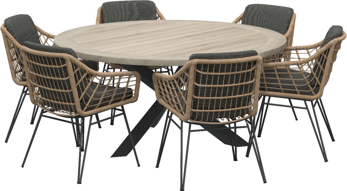 4 Seasons Cottage/Louvre 160 cm. rond tuinset - 7 delig