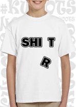 SHIT SHIRT unisex kids t-shirt - Wit - Maat 164 - Korte mouwen - Ronde hals - Regular Fit - Grappige designs - Leuke shirtjes - Humor - Quotes - Kwoots  - Cadeau - Voor zowel jonge