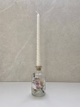 Droogbloemen in glas met kaars - Handgemaakte kaarsen - Flower bottle - Gedraaide kaarsen - Swirl kaarsen - cadeau