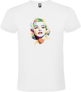 Wit t-shirt met prachtige kleurrijke Marilyn Monroe als print Size L