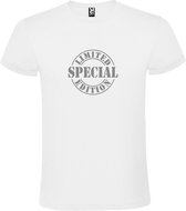 Wit t-shirt met " Special Limited Edition " print Zilver size S