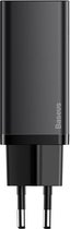Baseus USB C Oplader/Adapter/Thuislader Snellader voor Samsung & Apple - 65W EU Zwart  CCGAN2L-E01 SUN