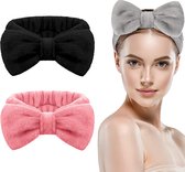 LIXIN Set 2 Stuks Make-up Haarbanden - Zwart, Roze - Cosmetische hoofdband - Haarband volwassenen - Bandeau - Vrouwen - Dames - Tieners - Meiden - Dans - Yoga - Hardlopen - Sport - Haaraccessoires