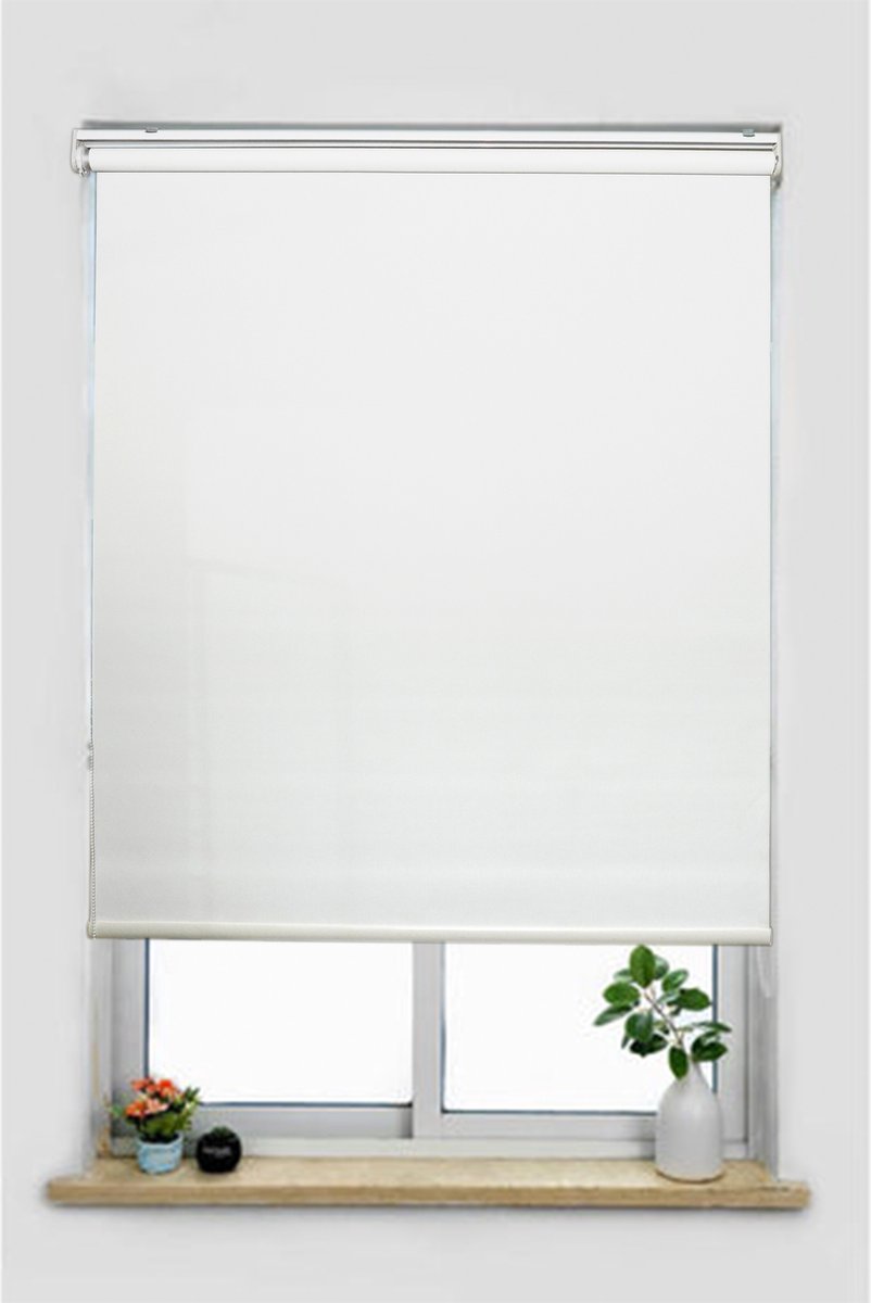 Duhtz Rolgordijn Gedeeltelijk Verduisterd Wit 140x210 cm voor slaapkamer - badkamer - woonkamer - kantoor