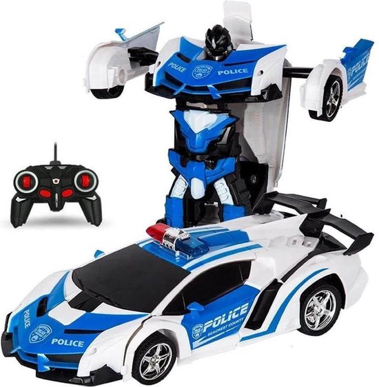 Shetland Te Bestaan RC Transformer Auto en Robot - Afstand bestuurbare auto en robot - RC  politie auto... | bol.com