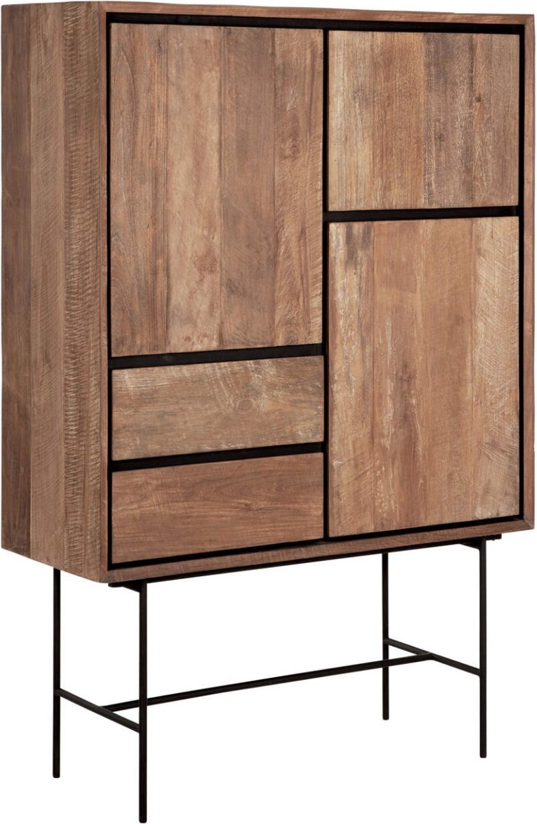 24Designs Metropole Kast Laag – B100 X D40 X H150 Cm - Teakhout