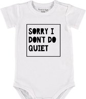Baby Rompertje met tekst 'Sorry i don't do quit' |Korte mouw l | wit zwart | maat 50/56 | cadeau | Kraamcadeau | Kraamkado