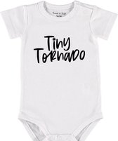 Baby Rompertje met tekst 'Tiny tornado' | Korte mouw l | wit zwart | maat 62/68 | cadeau | Kraamcadeau | Kraamkado