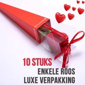 Allernieuwste 10 PCS Luxe ROSE Packaging RED - Valentine Rose Gift - Single Rose Display Box - 40 x 7 cm - Rouge