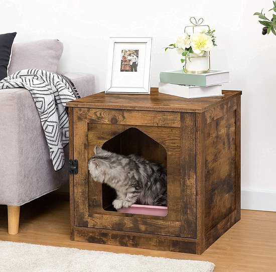 Hoobro Kattenhuis, Kast Voor Verborgen Kattentoilet, Met Lamellendeur Kast Voor Kattenmand Ebf07mw01 Aanbieding 31989274