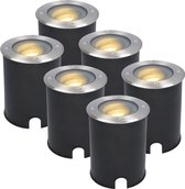 6x Spot de sol LED dimmable Lilly - Inclinable - Roule - Rond - Acier inoxydable - 2700K - 5 Watt - Étanche IP67 - Garantie 3 ans