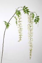 Kunstbloem - Wisteria - topkwaliteit decoratie - 2 stuks - zijden bloem - Wit - 175 cm hoog