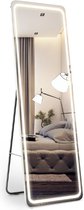 Exalight Langwerpige Spiegel met LED Verlichting - Passpiegel - Wandspiegel - Spiegel Staand -  met Licht - Luxe Uitstraling - Slaapkamer, Woonkamer, badkamer -  160x50 cm -  Wit