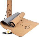 WELLAX tapis de yoga en liège – antidérapant, durable et exempt de substances nocives – tapis de yoga en liège épais 183x61x0,6cm – sangle de transport et sac – tapis professionnel yoga, pilates, fitness