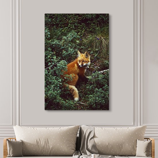 Toile Peinture Renard - Nature - Forêt - 120x180 cm - Décoration murale XXL