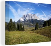 Canvas Schilderij Zugspitze berg in Oostenrijk - 40x30 cm - Wanddecoratie