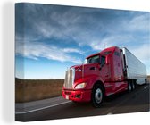 Canvas Schilderij Vrachtwagen op een snelweg - 120x80 cm - Wanddecoratie