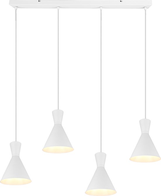 LED Hanglamp - Trion Ewomi - E27 Fitting - 4-lichts - Rechthoek - Mat Wit - Aluminium
