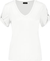 TAIFUN Dames Basic shirt met geraffineerde korte mouwen