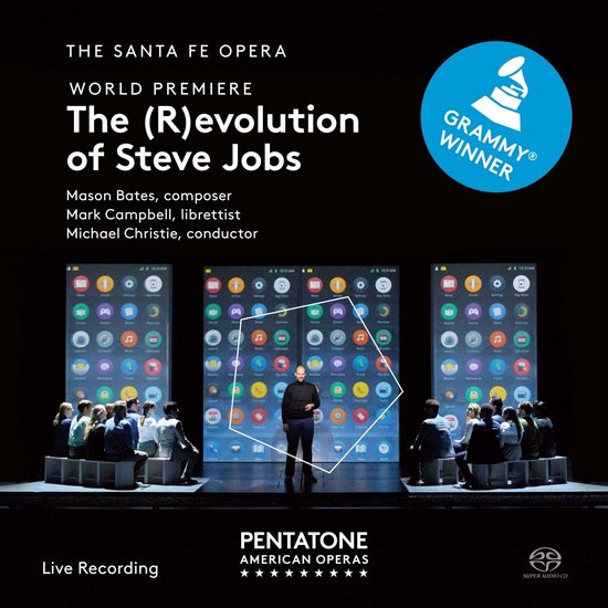 The (R)evolution of Steve Jobs opéra, met 3 iPhones op podium, koor en dirigent. Grammy winnaar.