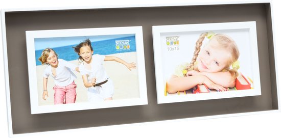 Deknudt Frames fotolijst S68DK9 P2 - taupe/wit - hout - 2x 10x15 cm