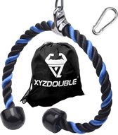 Tricep rope XL - 90cm - zwart/blauw - lang tricep touw