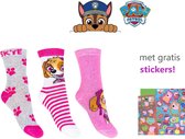 PAW Patrol Sokken | 3 Paar | Meisjes | Maat 31 - 34 | Pootjes | Met Gratis PAW Patrol Stickers!