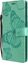 Oppo A53 Hoesje - Mobigear - Butterfly Serie - Kunstlederen Bookcase - Turquoise - Hoesje Geschikt Voor Oppo A53