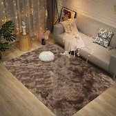 Hoogpolig tapijt - antislip Vloerkleed - wollig en shaggy zachte slaapkamertapijt - voor woonkamer of slaapkamer - bruin- 120cm x 200cm