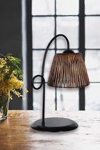 DC Lights Cardine Tafellamp -Zwart / Bruin - 45cm x 25cm - Handgemaakt Tafellamp Slaapkamer - Bamboe/Rieten - INCLUSIEF Lichtbron