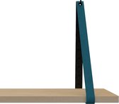 Leren Plankdragers - Handles and more® - 100% leer - PETROL - set van 2 leren plank banden