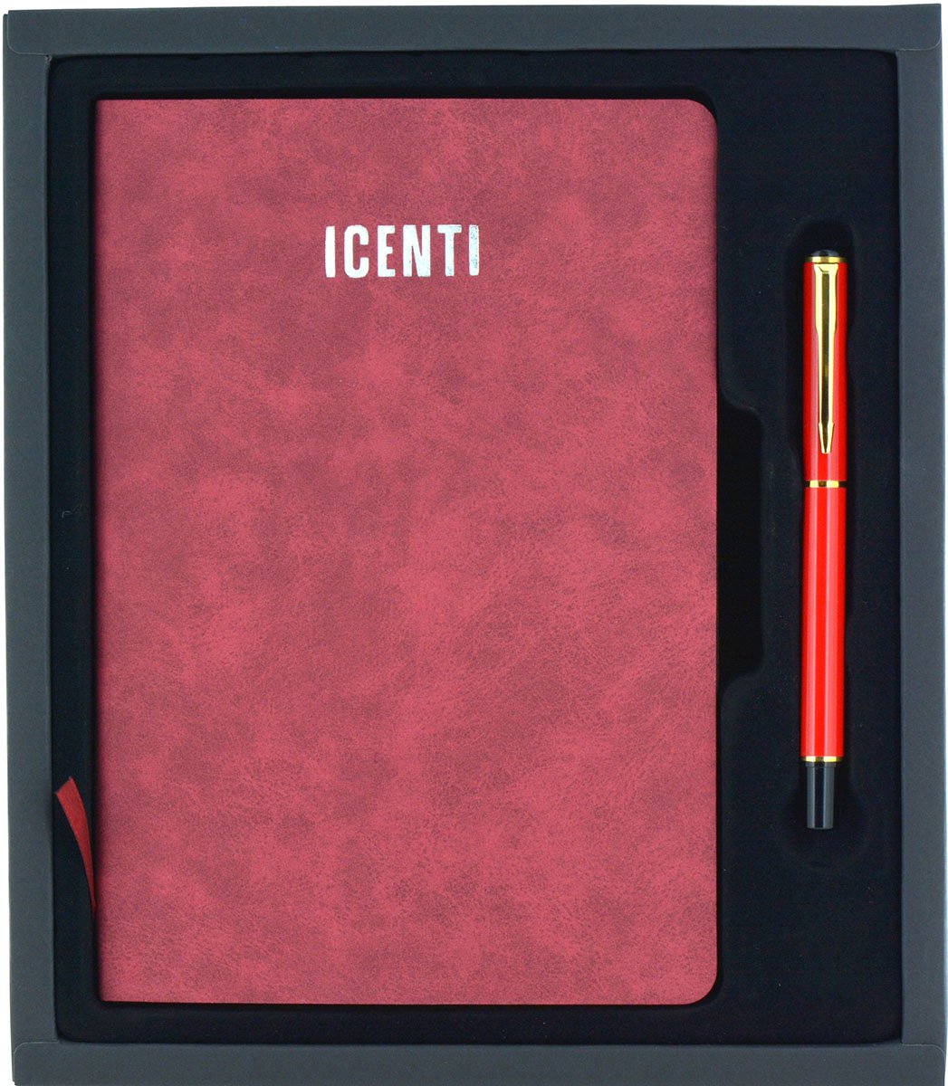 Luxe giftbox cadeau notitieboek A5 met balpen - verpakt in doos - inclusief transporttas - 80 pagina's