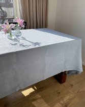 VANLINNEN - Linen Dusty blue tablecloth - natural 100% linen - 205cm x 400cm - lichtblauw linnen tafelkleed