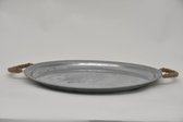 Oneiro’s Luxe Dienblad SINI Zilver - 45 cm - woondecoratie - metaal - zwart - hout - woonaccessoires - dienbladen – tafelaccessoires – serveerbladen – presenteerbladen