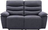Elektrische 2-zits relaxbank - Grijze stof en witte imitatie - L 109 x D 96 x H 100 cm - BLAKE