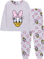 Warme, grijze pyjama met lange mouwen met hartjes Daisy Duck DISNEY / 7-8 jaar 128 cm