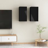 Decoways - Tv-meubelen 2 stuks 30,5x30x60 cm spaanplaat hoogglans zwart