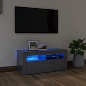 Decoways - Tv-meubel met LED-verlichting 90x35x40 cm hoogglans grijs
