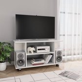 Decoways - Tv-meubel met wieltjes 80x40x40 cm spaanplaat hoogglans wit