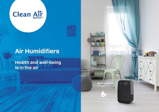 Clean Air Optima® CA-606B - Luchtbevochtiger met Ionisator en Aromatherapie - Geschikt voor Woonkamer, Kantoor, Babykamer, Slaapkamer