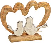 Love - Liefde - Valentijn - Hart - Mangohouten hartjes met zilvermetalen vogeltjes