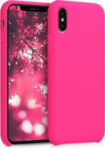 kwmobile telefoonhoesje voor Apple iPhone XS - Hoesje met siliconen coating - Smartphone case in neon roze