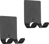 kwmobile 2x houder voor scheermesjes - Set van zelfklevende haakjes - Scheermesjeshouder van roestvrij staal - Wandhaken in zwart
