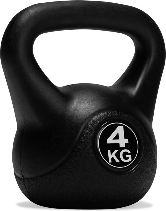 VirtuFit PVC Kettlebell - Gewichten - 4 kg - Zwart - Kettle Bell - Kettlebells