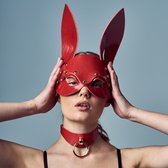 PROVOCATEUR - Leren BDSM Halsband Rood met Ring  - Brede halsband voor Vrouwen - Echt Leer Rood / Goud