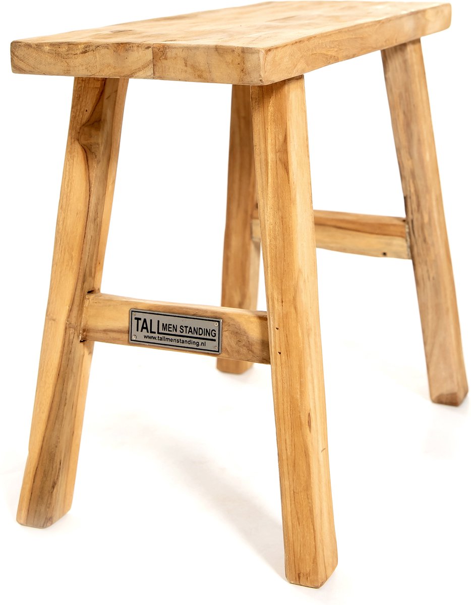 Tall Men Standing - Vintage teakhouten Mini Krukje - 30 x 16 x H 30 cm - Uniek en Stijlvol