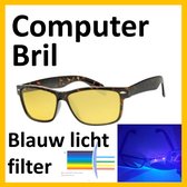Anti blauwlicht bril - Bruin  met geel glas - Blauw licht filter - computer bril - game bril - Blue light - Blue light glasses- Slaap verbeterende bril